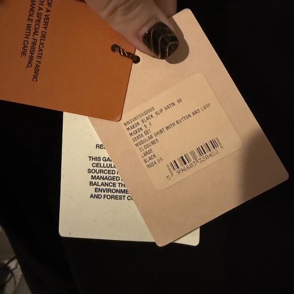 Nanushka Maxon Black Slip Satin Blouse in Black Size Large - Picture 6 of 8